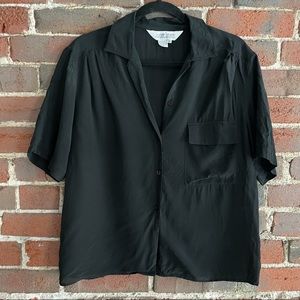 Vintage black silk button down